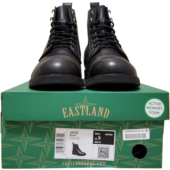Eastland Men Jayce Cap Toe Combat Ankle Boots Size US 9M Black Leather main image 4